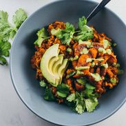 Lentil Curry Bowls with Cashew Cilantro Sauce