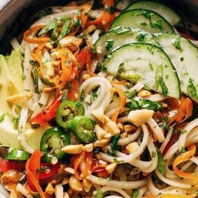 Spring Roll Bowl with a fork.
