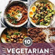 Vegetarian recipes in a collage.