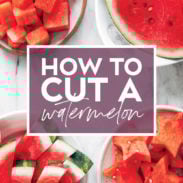 Image of watermelon with text on how to cut.