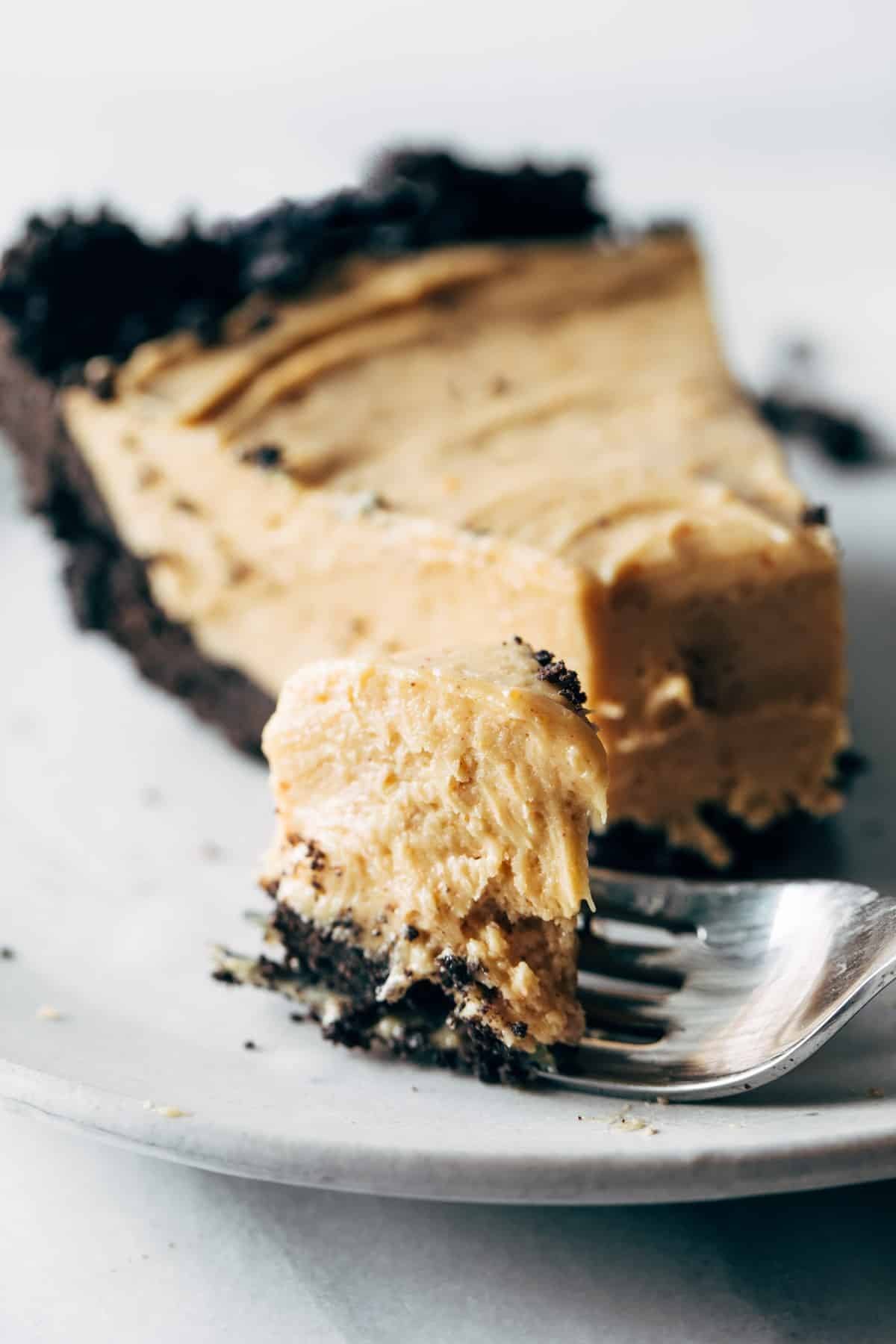Slice of peanut butter pie.