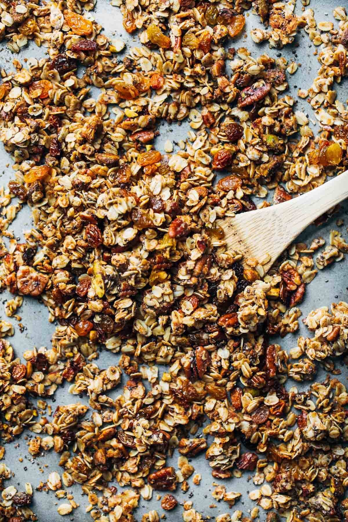 Favorite Coconut Oil Granola on a pan.