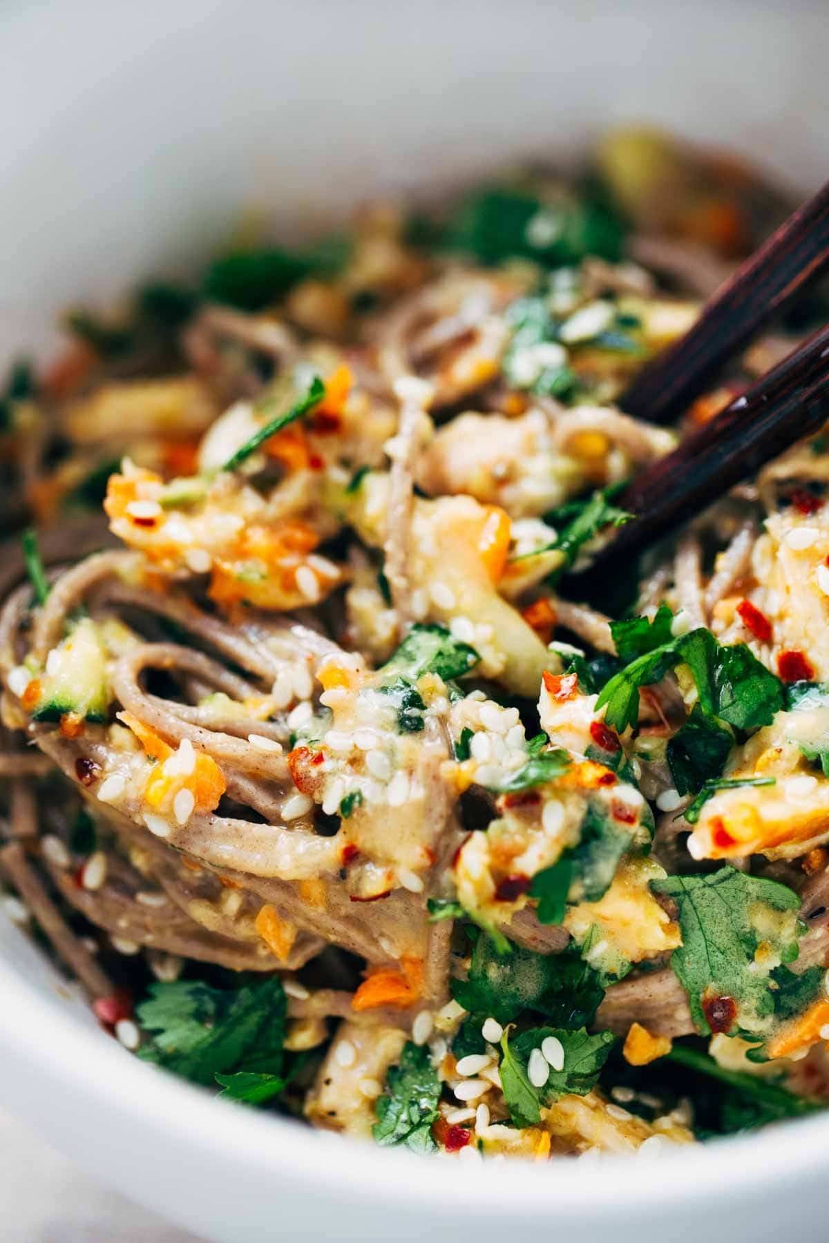 Chopped Chicken Sesame Noodle Bowl.